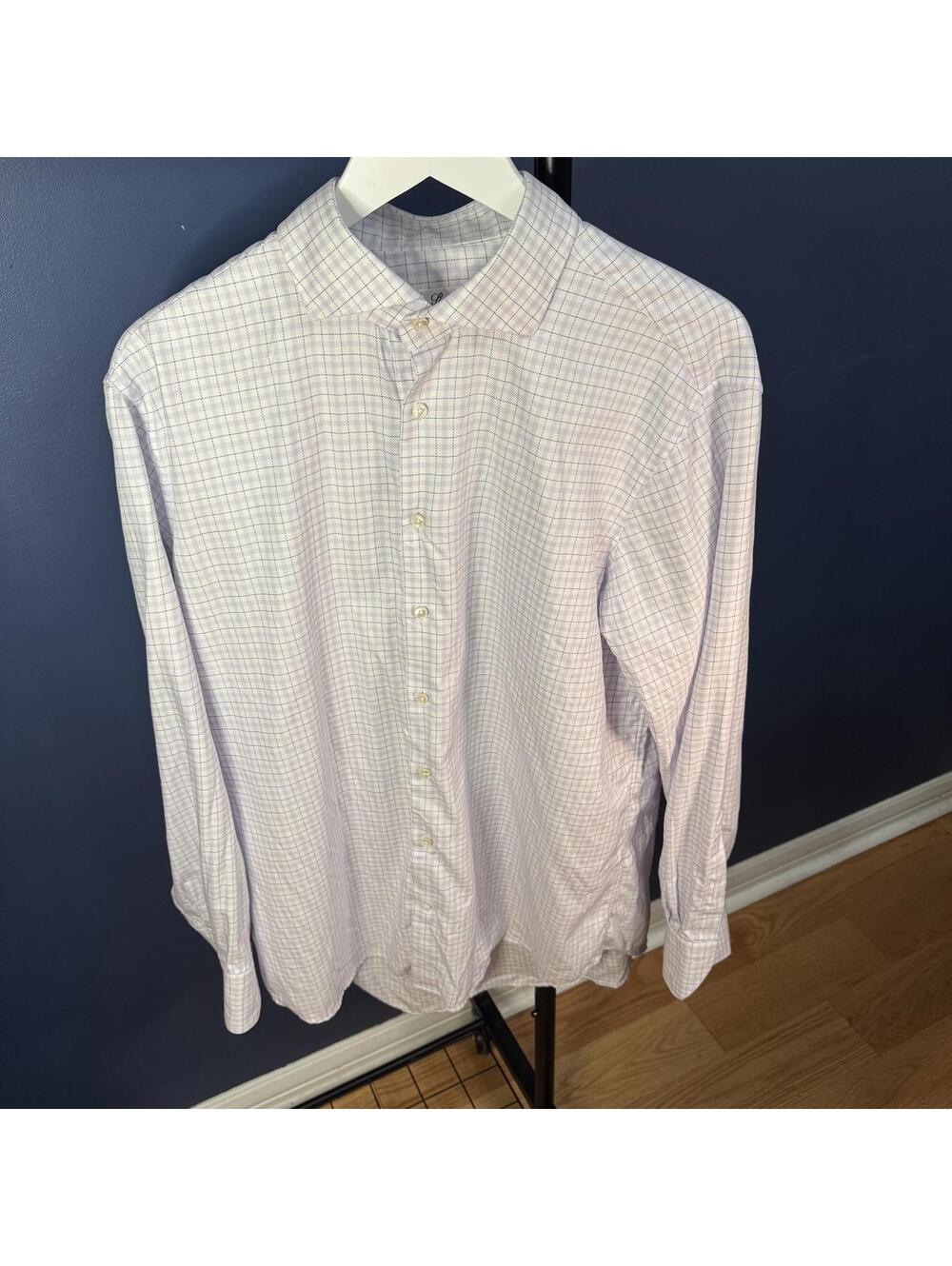 Stenströms Men’s Check Dress Shirt Fitted Body 17.5/44 Super Cotton